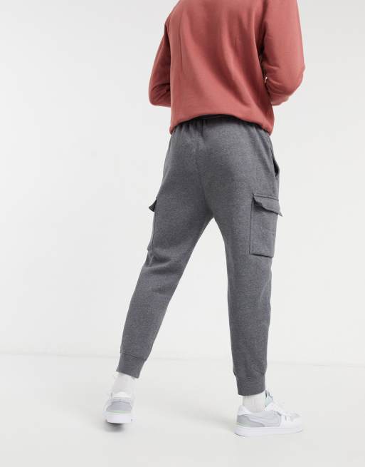 Nike Club cuffed cargo sweatpants in dark gray