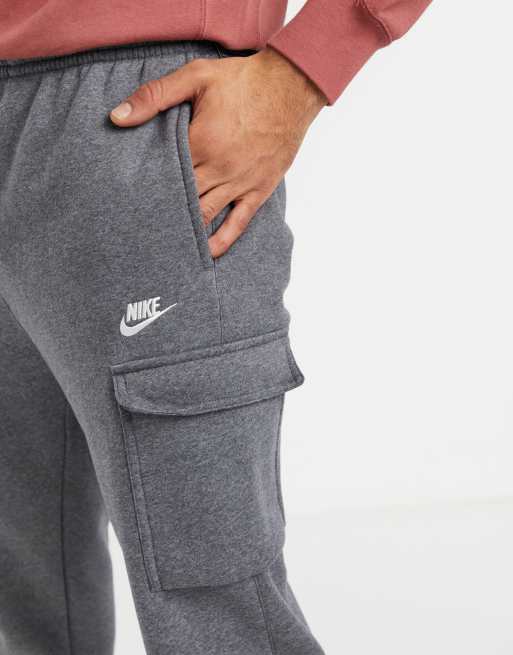 Nike Club cuffed cargo sweatpants in dark gray