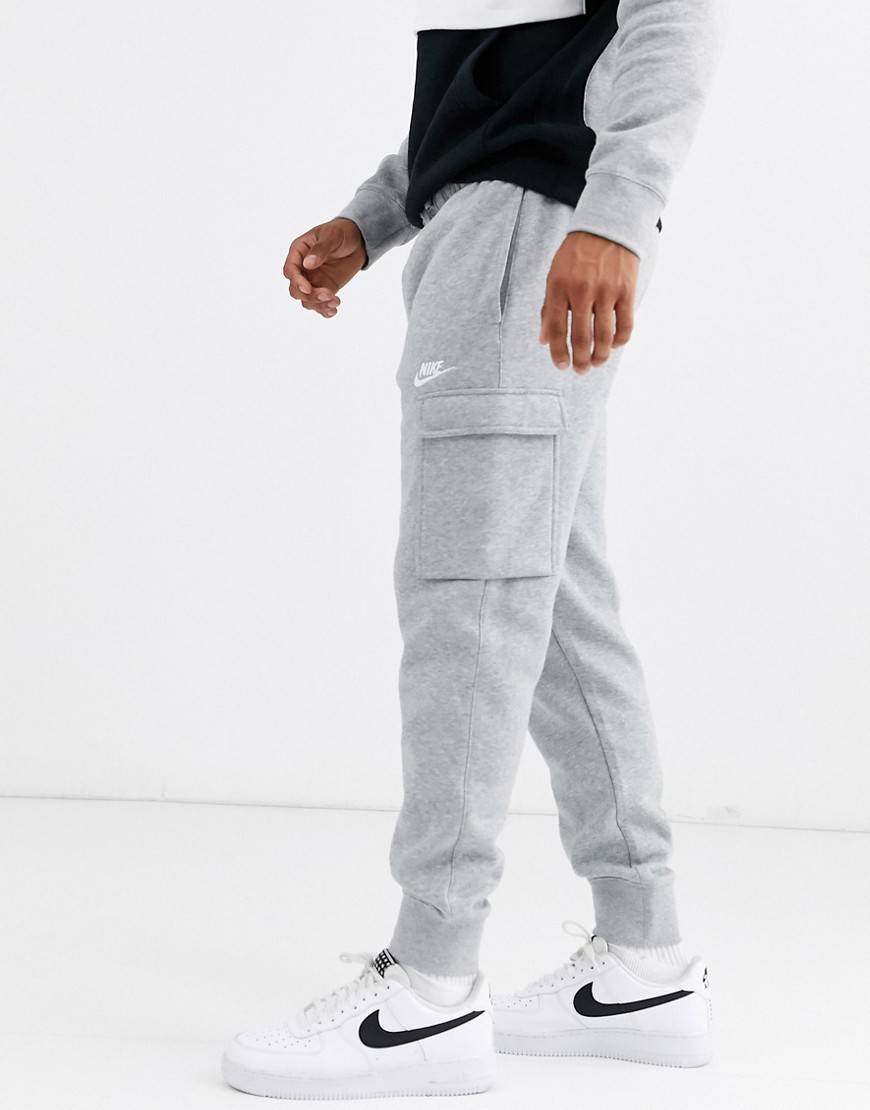 Nike Club cuffed cargo sweatpants in gray-Grey