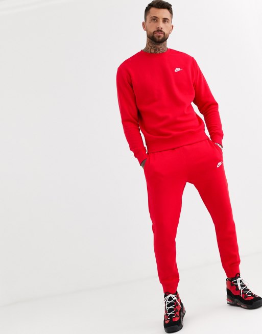 Nike Club cuffed joggers in red ASOS