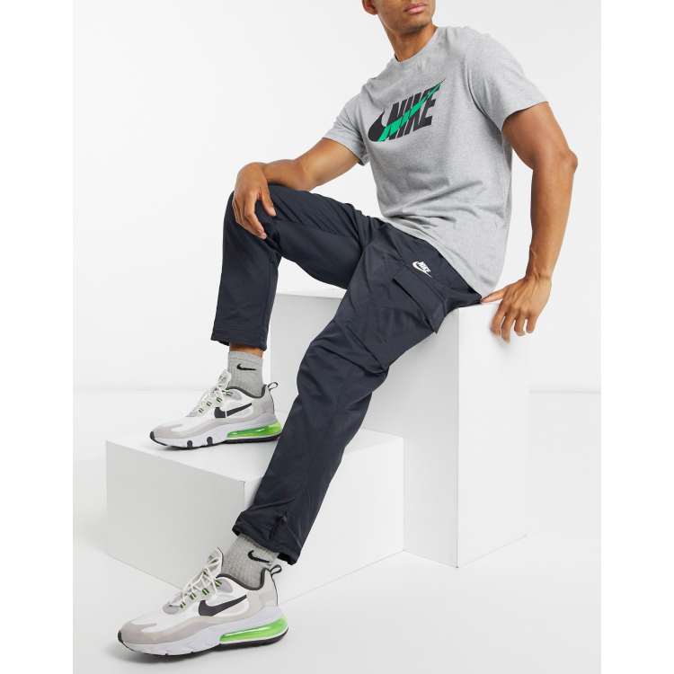 Nike Club cuffed woven cargo joggers in black ASOS