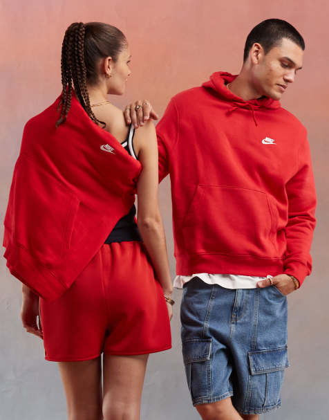 Nike – Club – Czerwona bluza z kapturem - view 1
