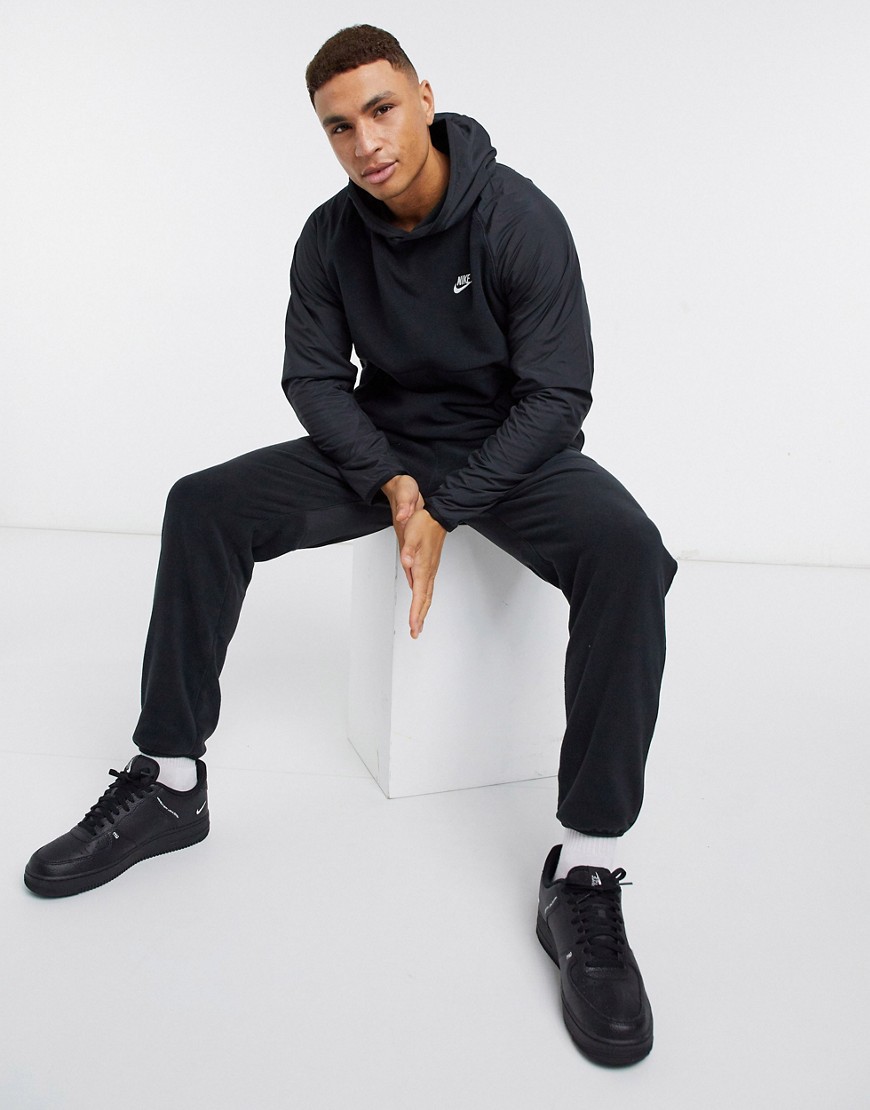 Nike Club Essentials panelled hoodie in black