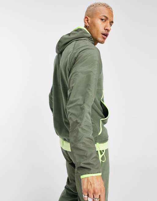 Nike club essentials discount panelled hoodie in khaki