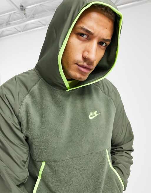 Nike club essentials online panelled hoodie in khaki