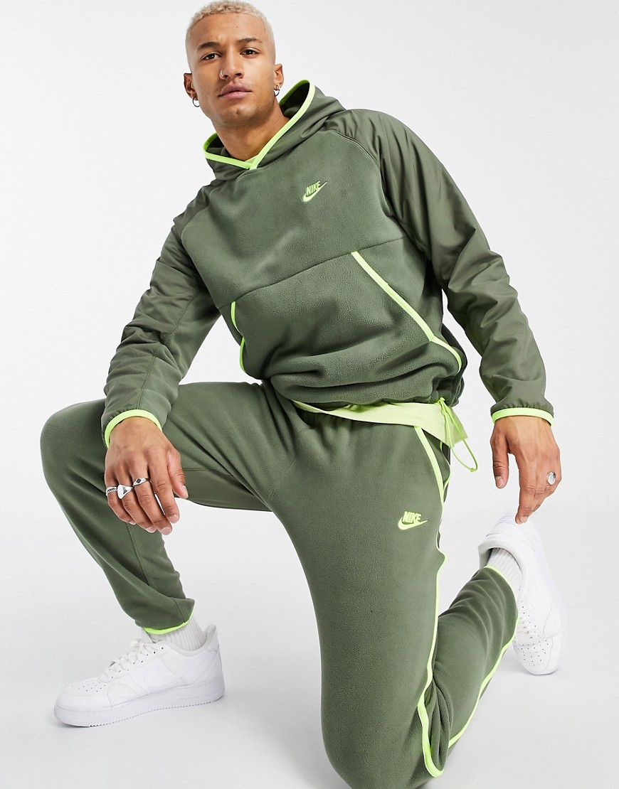Nike Club Essentials panelled hoodie in khaki-Green