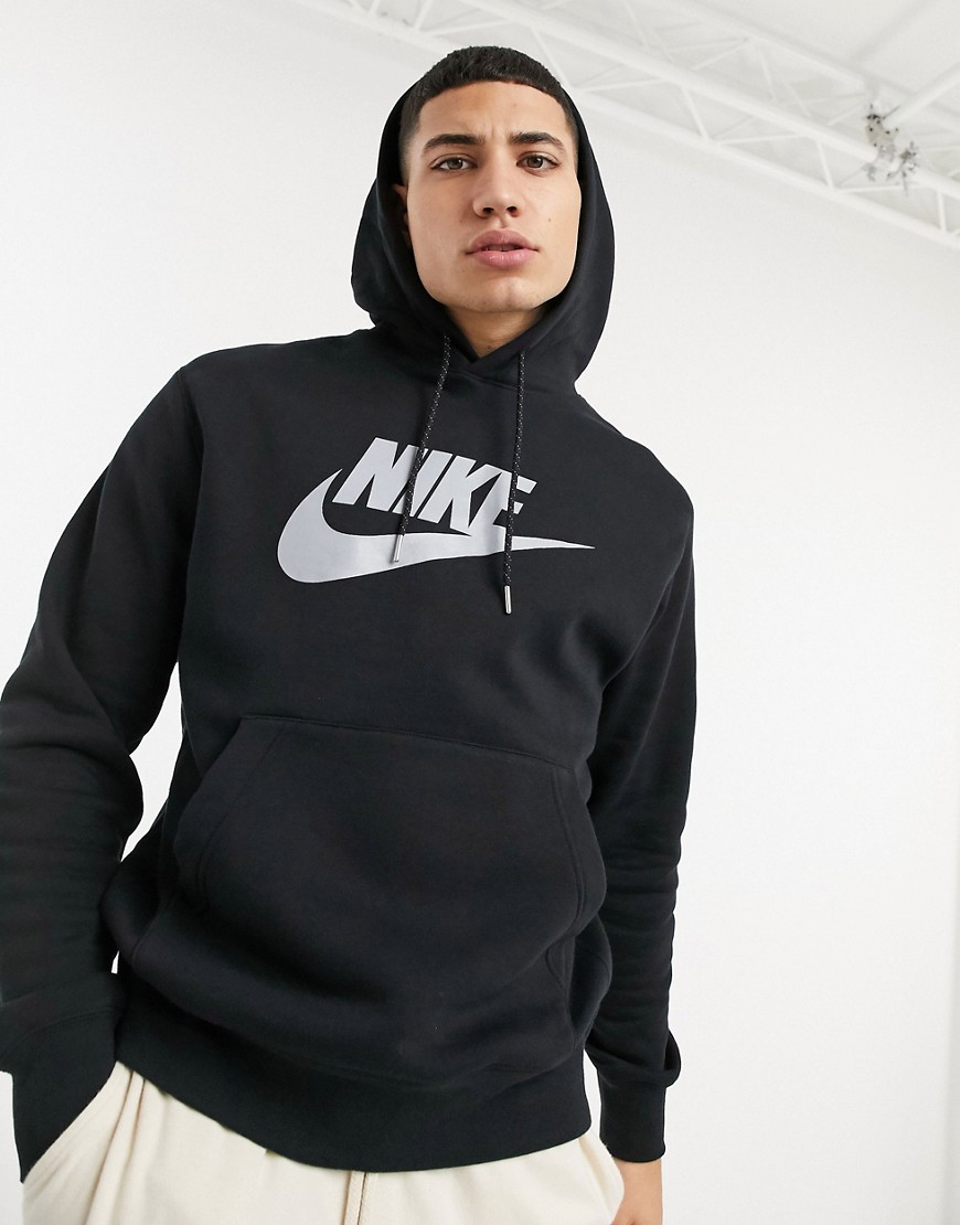 Nike Club Essentials reflective logo hoodie in black