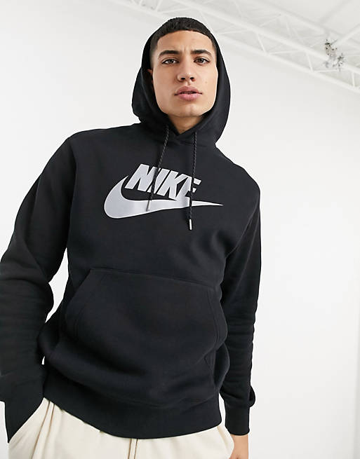 Nike Club Essentials reflective logo hoodie in black | ASOS