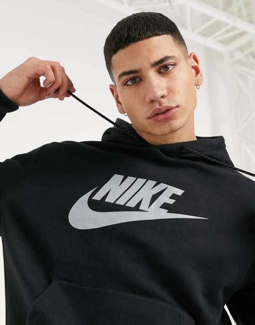 Nike Club Essentials reflective logo hoodie in black