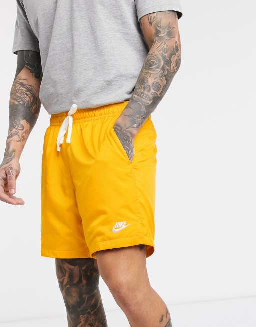 nike fleece shorts yellow