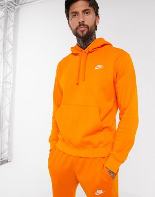 Felpa arancione con cappuccio - Club - Nike - uomo