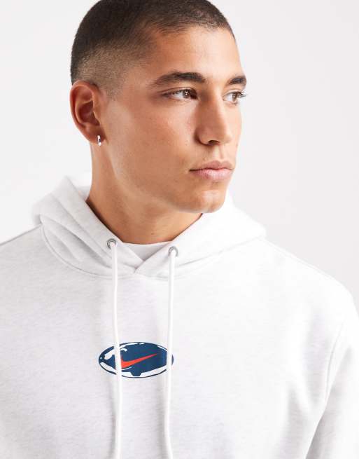 Nike - Club - Felpa con cappuccio bianca con grafica sportiva, 4 di 5