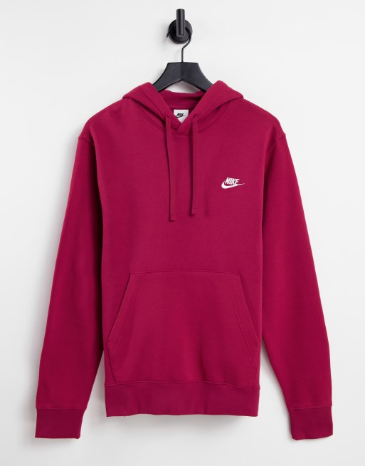 Nike - Club - Felpa con cappuccio color melograno 