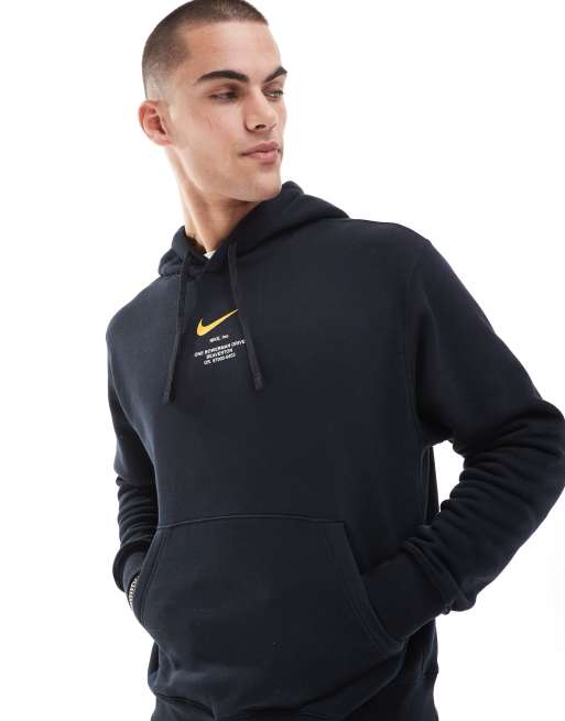 Nike - Club - Felpa con cappuccio nera con grafica del logo sul retro, 2 di 4