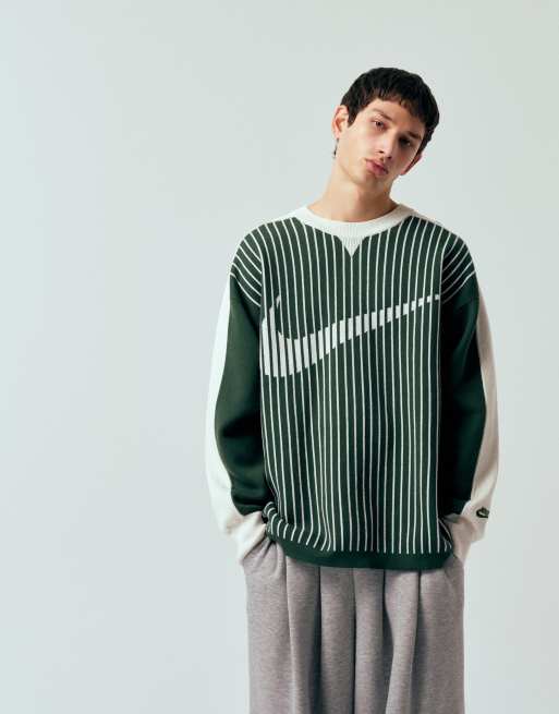 Nike - Club - Felpa in maglia verde scuro e bianca, 2 di 5