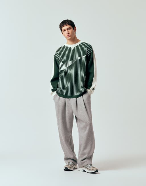 Nike - Club - Felpa in maglia verde scuro e bianca, 4 di 5