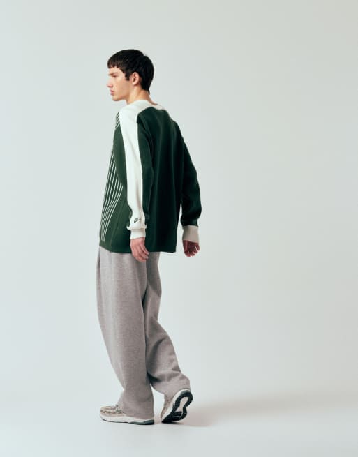 Nike - Club - Felpa in maglia verde scuro e bianca, 5 di 5