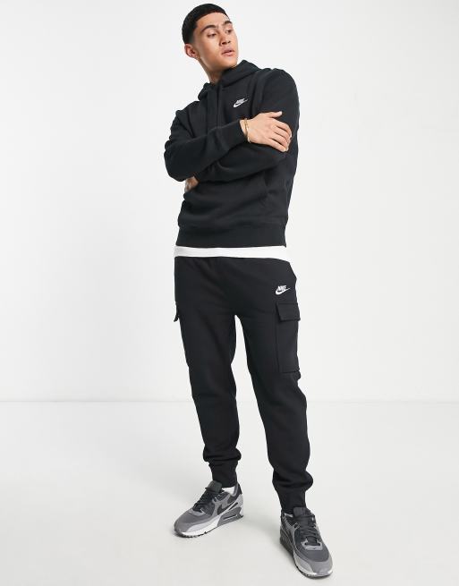 Nike Club fleece cargo jogger in black ASOS