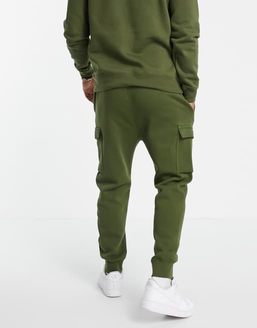 Nike Club Fleece Cuffed Cargo Sweatpants In Khaki - Khaki-green