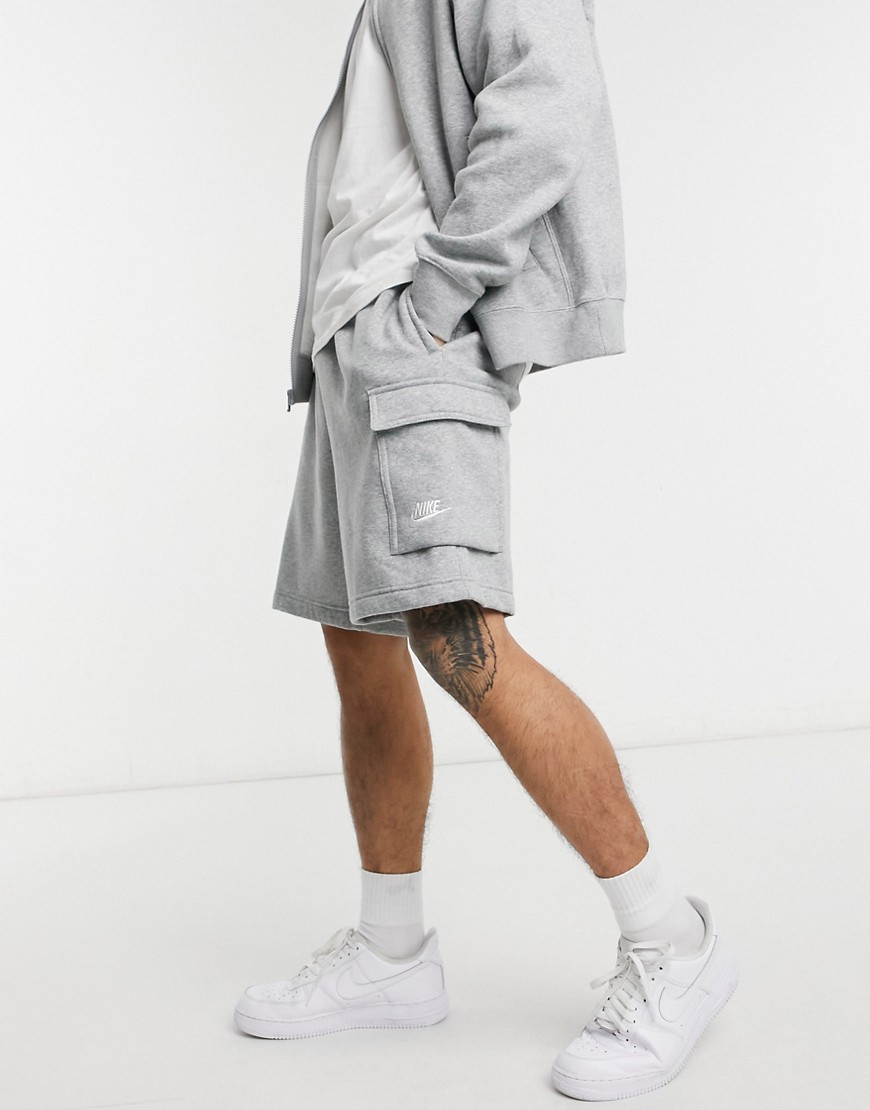 Nike Club Fleece Cargo Shorts In Gray Heather