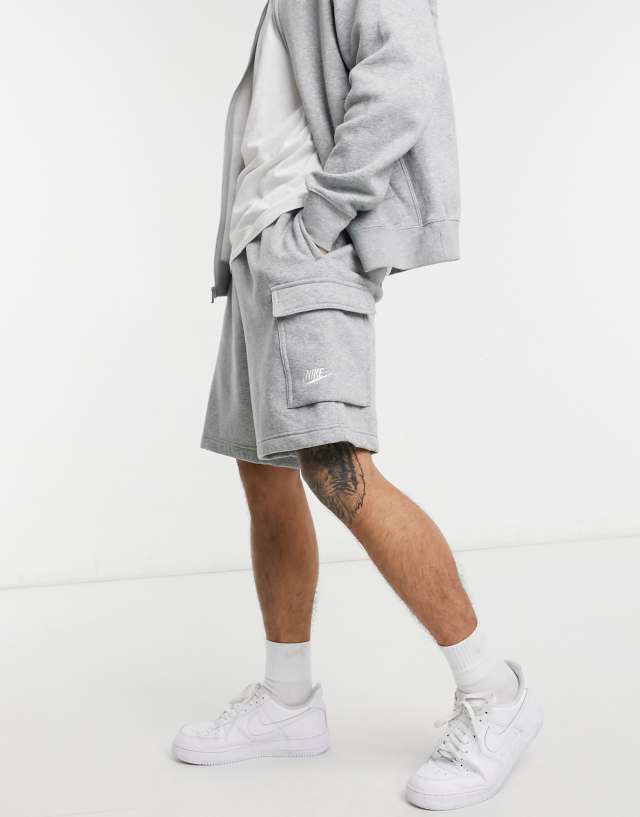 Nike Club fleece cargo shorts in gray heather