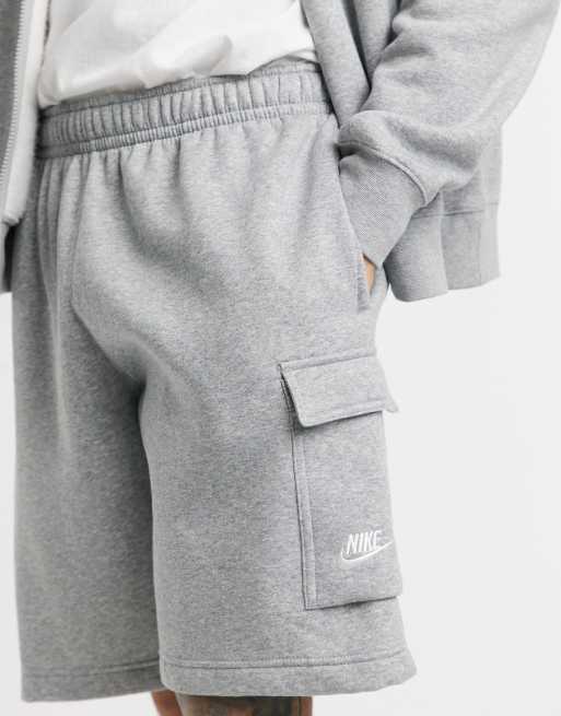 Nike Club fleece cargo shorts in gray heather, 3 of 4