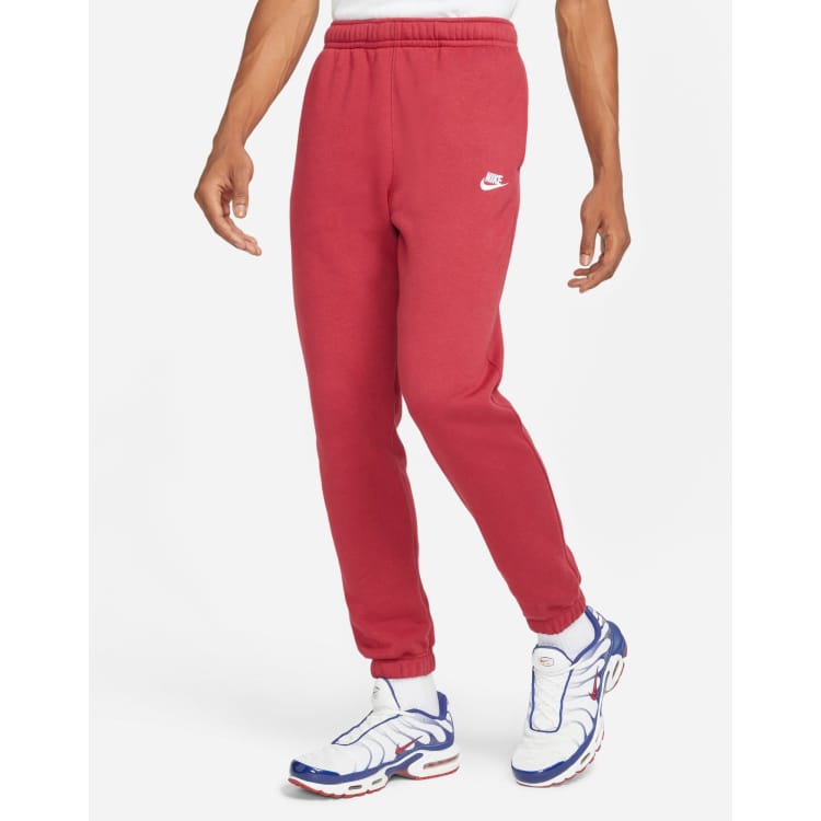 Nike Club Fleece casual fit cuffed sweatpants in burgundy