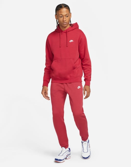 Nike Club Fleece cuffed sweatpants in red