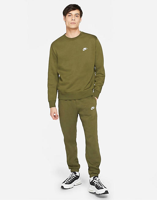 Nike Club Fleece casual fit cuffed sweatpants in khaki | ASOS