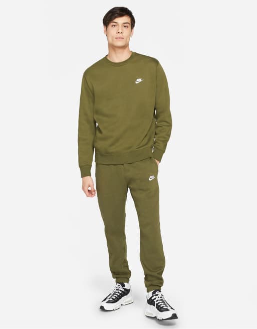 Nike Essentials Fleece cuffed cargo sweatpants in olive green, ASOS