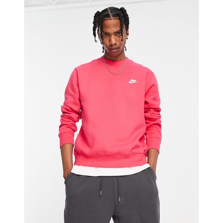 Nike Club Fleece crew neck sweatshirt in berry pink ASOS