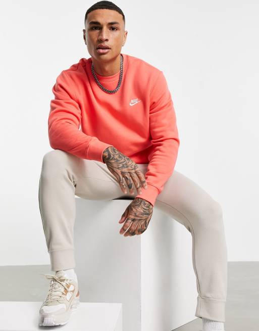 Nike Club fleece crew neck sweatshirt in coral