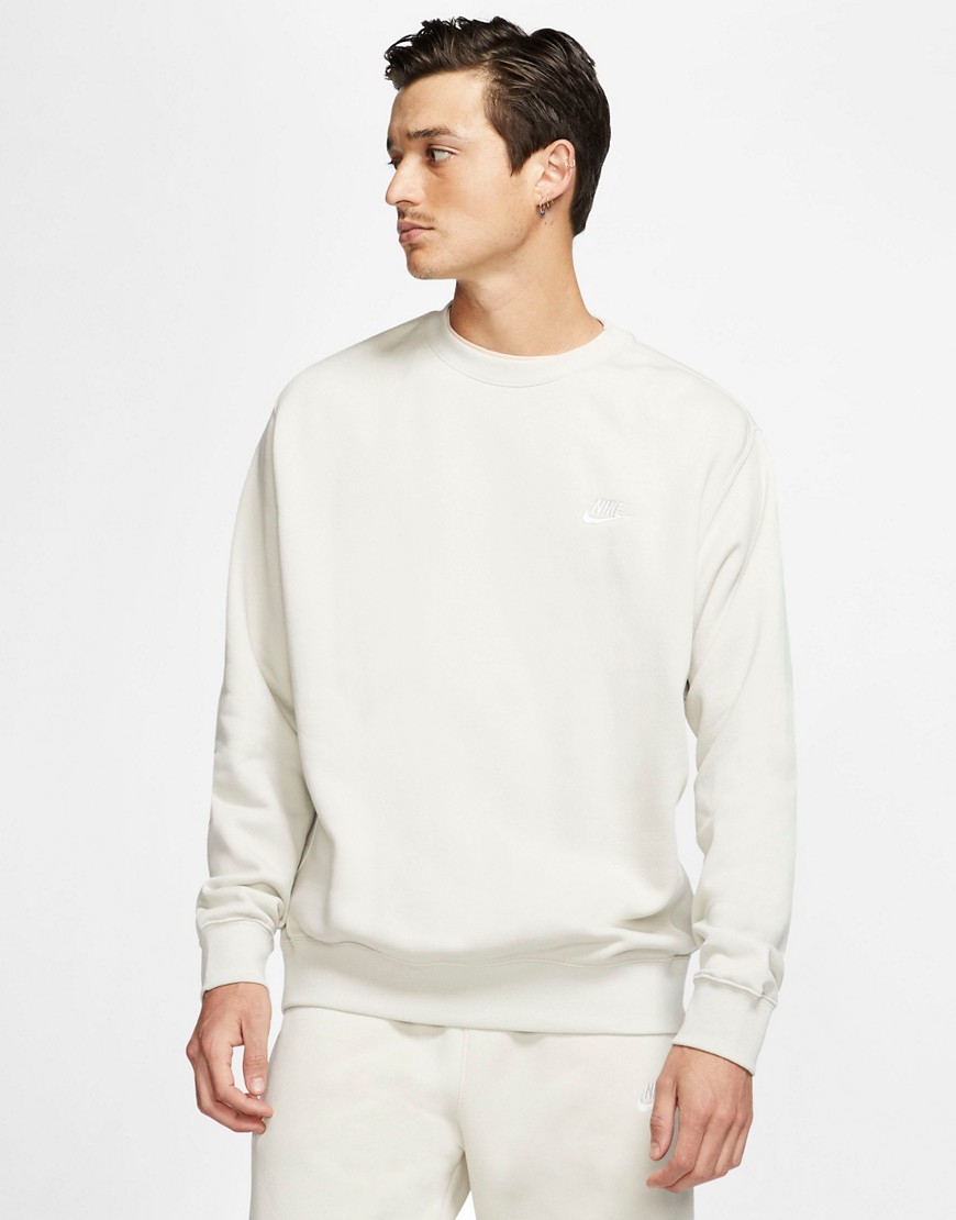 Nike Club Fleece crew neck sweatshirt in cream-White