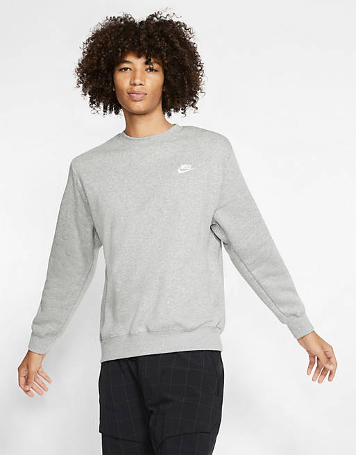 trist Eksempel kok Nike Club Fleece crew neck sweatshirt in gray heather | ASOS