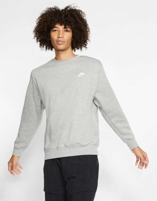 Oost karakter vitaliteit Nike Club Fleece crew neck sweatshirt in gray heather | ASOS