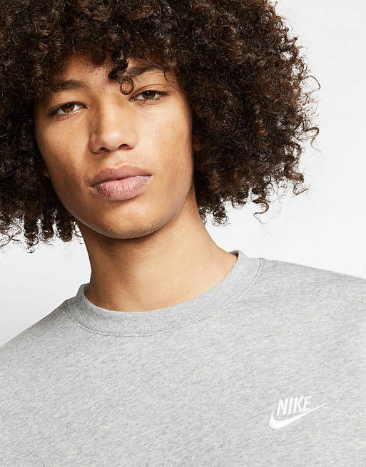 Nike Club Fleece crew neck sweatshirt in gray heather