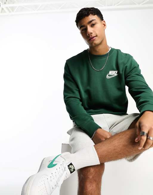 Nike club fleece crew cheap neck sweatshirt in sage green