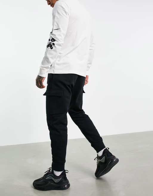 Nike Club Fleece Cargo Joggers - Black / Black / White