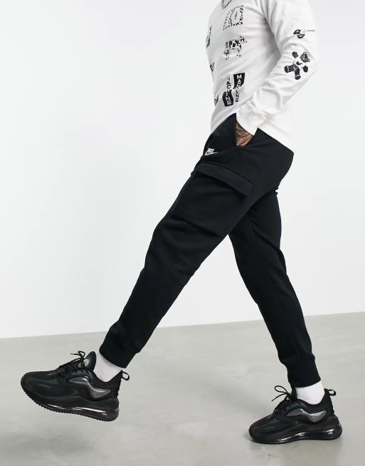 Nike Club Fleece cuffed cargo sweatpants in black - BLACK