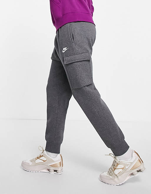 Nike Club Fleece cuffed sweatpants in charcoal heather - CHARCOAL ASOS
