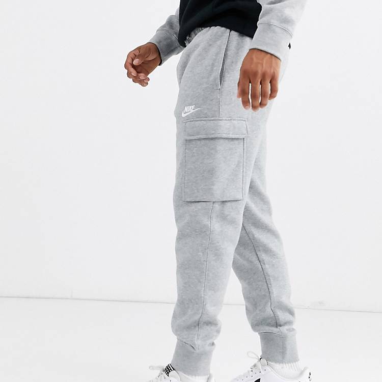 strop Paradis Tick Nike Club Fleece cuffed cargo sweatpants in gray heather - gray | ASOS
