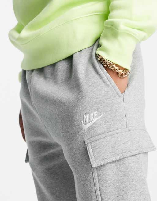 Nike Club cuffed cargo sweatpants in dark gray