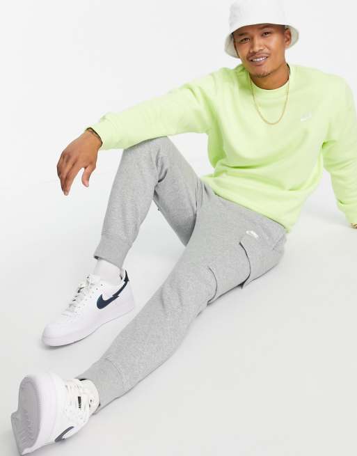 Nike Essentials Fleece cuffed cargo sweatpants in olive green, ASOS