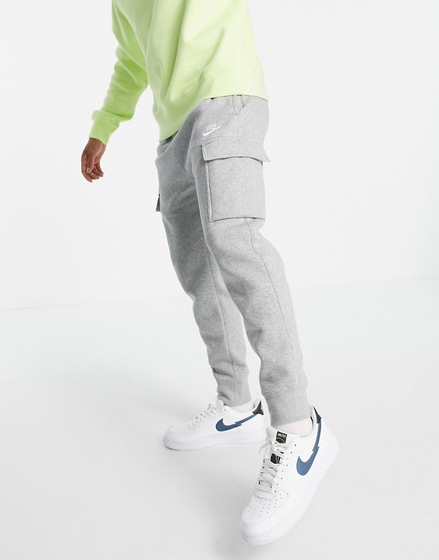 Nike Club Cuffed Cargo Sweatpants In Gray Suit 4-green