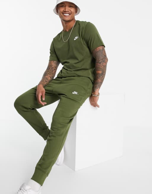 Nike Club fleece cuffed joggers in khaki ASOS