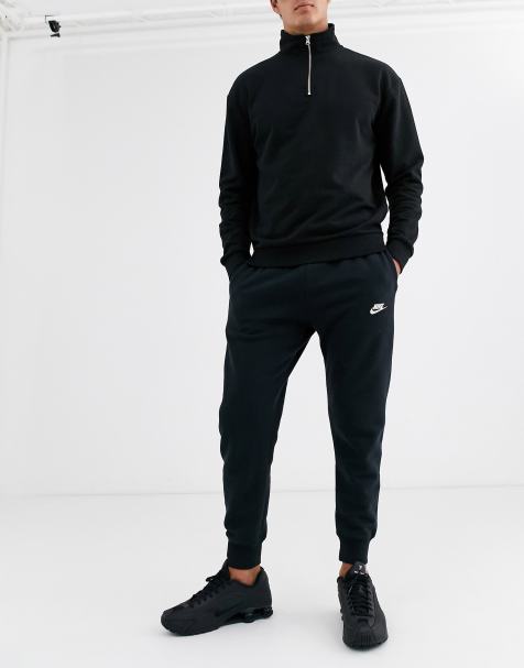 Nike Club Fleece cuffed joggers in black - BLACK
