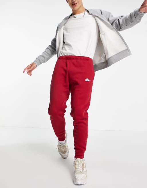 Nike Club Fleece cuffed sweatpants in burgundy - BURGUNDY | ASOS