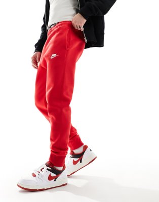 Shop Nike Club Fleece Cuffed Sweatpants In Red