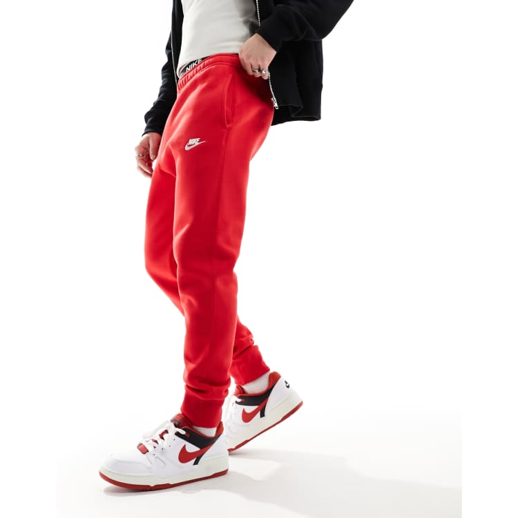 Red nike club fleece pants sale