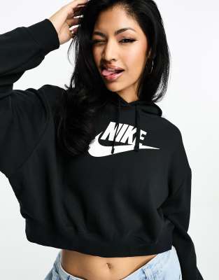 asos nike cropped borg fleece in black